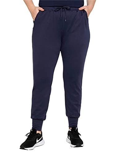Sheego Damen Große Größen Jogginghose mit Kontrastpaspel und Bündchenabschluss Funktionshose Fitness sportlich - unifarben von Sheego