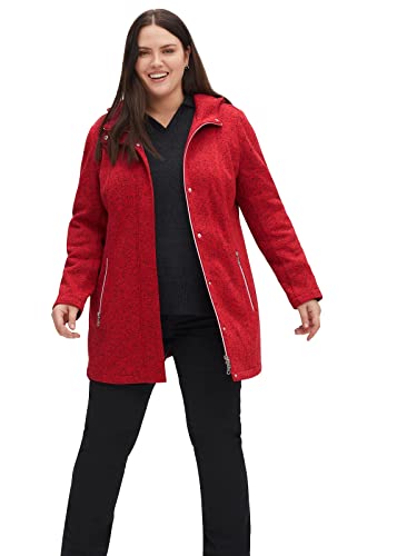 Sheego Damen Große Größen Kapuzenjacke in melierter Optik, wärmender Strickfleece Fleecejacke Freizeitmode sportlich - unifarben von Sheego