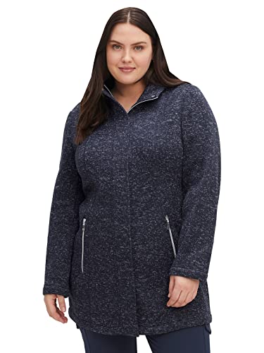 Sheego Damen Große Größen Kapuzenjacke in melierter Optik, wärmender Strickfleece Fleecejacke Freizeitmode sportlich - unifarben von Sheego