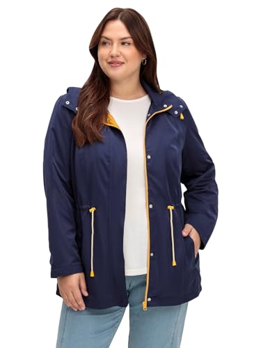 Sheego Damen Große Größen Kapuzenjacke mit Kontrastfutter und Taillen-Tunnelzug Outdoorjacke Freizeitmode sportlich - unifarben von Sheego