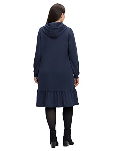 Sheego Damen Große Größen Kapuzenkleid mit Kapuze und Volant am Saum Shirtkleid Freizeitmode trendig Rundhals-Ausschnitt - unifarben von Sheego