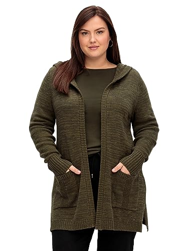 Sheego Damen Große Größen Kapuzenstrickjacke mit Wolle und Kaschmir Longstrickjacke Citywear sportlich - unifarben von Sheego