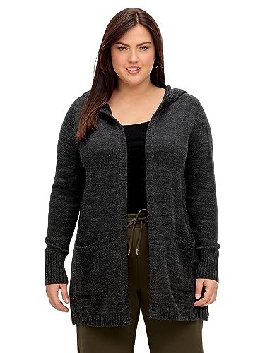 Sheego Damen Große Größen Kapuzenstrickjacke mit Wolle und Kaschmir Longstrickjacke Citywear sportlich - unifarben von Sheego