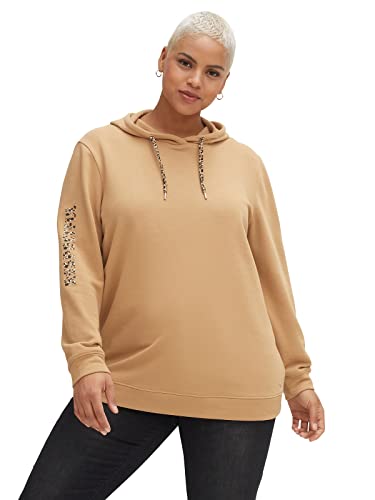 Sheego Damen Große Größen Kapuzensweatshirt mit Details im Animalmuster Freizeitmode sportlich Rundhals-Ausschnitt - von Sheego