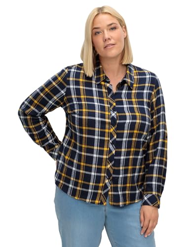 Sheego Damen Große Größen Karierte Flanellbluse mit Krempelärmeln Flanellbluse Citywear feminin Knopfleiste Gemustert von Sheego