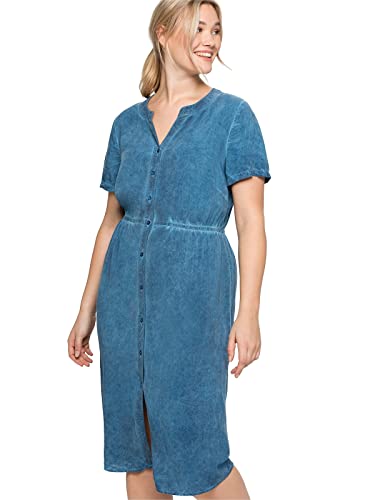 Sheego Damen Große Größen Kleid aus Viskose, in Oil-Dyed-Waschung Blusenkleid Citywear feminin Rundhals-Ausschnitt - unifarben von Sheego