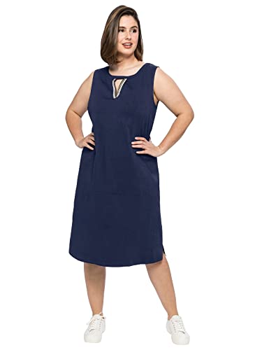 Sheego Damen Große Größen Kleid aus elastischer Baumwoll-Qualität Tunikakleid Citywear sportlich Rundhals-Ausschnitt - unifarben von Sheego
