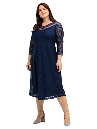 Sheego Damen Große Größen Kleid aus elastischer und bequemer Qualität Abendkleid Abendmode elegant V-Ausschnitt - unifarben von Sheego
