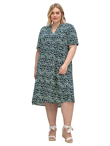 Sheego Damen Große Größen Kleid in A-Linie, mit floralem Alloverprint Midikleid Citywear feminin Rundhals-Ausschnitt - Gemustert von Sheego