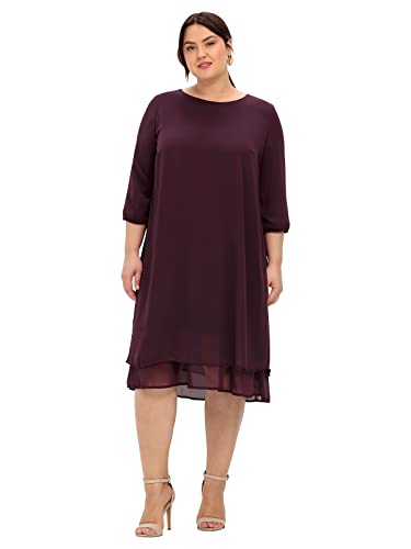 Sheego Damen Große Größen Kleid in Lagen-Optik Chiffonkleid Businessmode feminin Rundhals-Ausschnitt - unifarben von Sheego