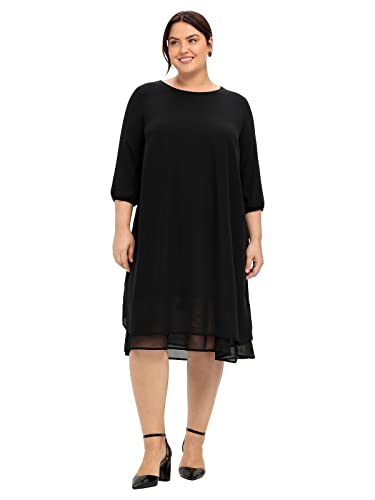 Sheego Damen Große Größen Kleid in Lagen-Optik Chiffonkleid Businessmode feminin Rundhals-Ausschnitt - unifarben von Sheego