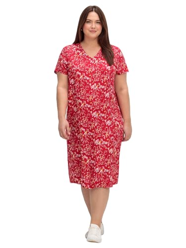 Sheego Damen Große Größen Kleid in knielanger A-Linie, mit Blumendruck Sommerkleid Citywear feminin V-Ausschnitt - Gemustert von Sheego