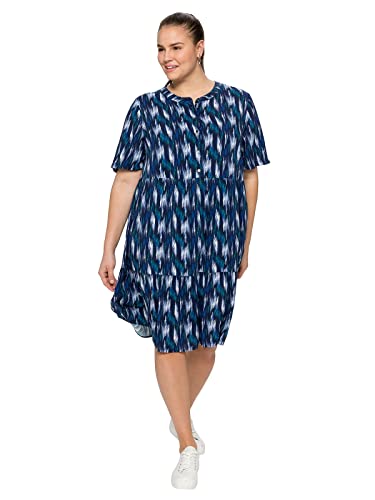 Sheego Damen Große Größen Kleid mit Alloverprint, in Stufen-Optik Sommerkleid Citywear sportlich Rundhals-Ausschnitt - Bedruckt von Sheego