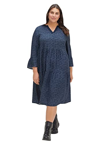 Sheego Damen Große Größen Kleid mit Alloverprint und Trompetenärmeln Tunikakleid Citywear feminin Rundhals-Ausschnitt - Gemustert von Sheego