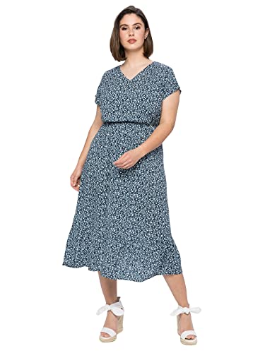 Sheego Damen Große Größen Kleid mit V-Ausschnitt und Blumendruck Tunikakleid Citywear feminin V-Ausschnitt - Gemustert von Sheego