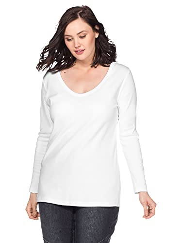 Sheego Damen Große Größen Langarmshirt aus Baumwolle Basicmode klassisch Rundhals-Ausschnitt - Sheego Damen Große Größen Langarmshirt aus Baumwolle Basicmode klassisch Rundhals-Ausschnitt - von Sheego