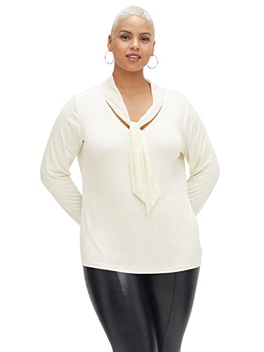 Sheego Damen Große Größen Langarmshirt mit Bindeband aus weichem Chiffon Businessmode klassisch V-Ausschnitt - von Sheego