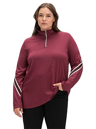 Sheego Damen Große Größen Langarmshirt mit Troyerkragen und Kontrastdetails Freizeitmode sportlich Rundhals-Ausschnitt - von Sheego