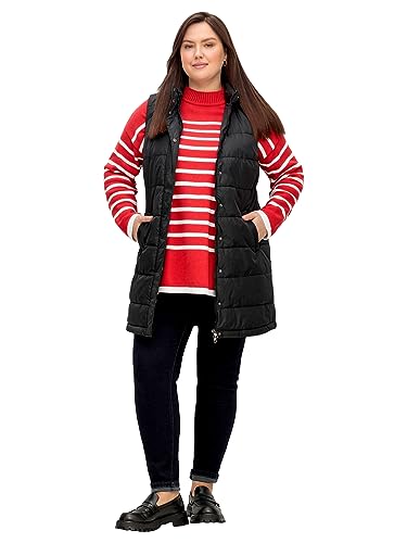 Sheego Damen Große Größen Lange Steppweste mit abnehmbarer Kapuze, wasserabweisend Freizeitmode sportlich - von Sheego