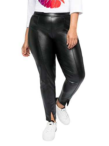 Sheego Damen Große Größen Leggings in Lederoptik, mit Schlitz am Saum Leggings Citywear feminin - unifarben von Sheego