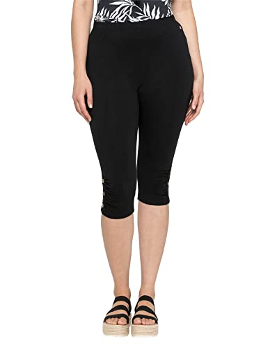 Sheego Damen Große Größen Leggings mit Raffung und Deko-Knöpfen am Saum Leggings Strandmode feminin Raffung unifarben von Sheego