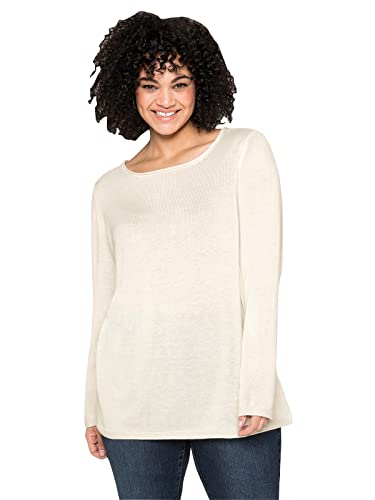 Sheego Damen Große Größen Longpullover aus angenehmer Viskosemischung Basicmode sportlich Rundhals-Ausschnitt - von Sheego