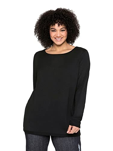 Sheego Damen Große Größen Longpullover aus angenehmer Viskosemischung Rundhalspullover Basicmode sportlich Rundhals-Ausschnitt - unifarben von Sheego