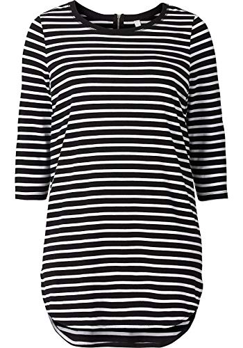 Sheego Damen Große Größen Longshirt mit Streifen und Nacken-Reißverschluss Longshirt Basicmode sportlich Rundhals-Ausschnitt - gestreift von Sheego