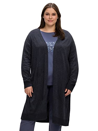 Sheego Damen Große Größen Longstrickjacke aus weichem Viskose-Mix Longstrickjacke Citywear feminin Stickerei unifarben von Sheego