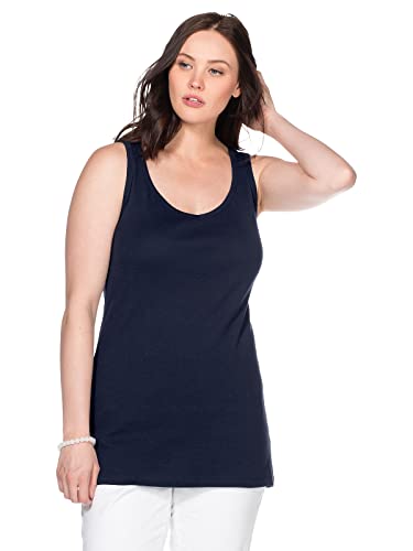 Sheego Damen Große Größen Longtop fein gerippte Shirtware Tanktop Basicmode sportlich V-Ausschnitt - unifarben von Sheego