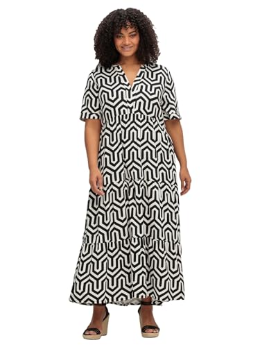 Sheego Damen Große Größen Maxikleid mit Alloverprint und Stufenvolants Maxikleid Citywear feminin Rundhals-Ausschnitt - Gemustert von Sheego