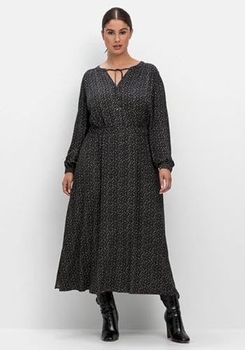 Sheego Damen Große Größen Midikleid mit Blumendruck und Taillen-Gummizug Druckkleid Citywear feminin V-Ausschnitt - Gemustert von Sheego