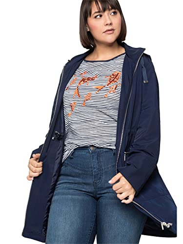 Sheego Damen Große Größen Outdoorjacke aus Techno-Twill Langjacke Basicmode sportlich Zierreißverschluss unifarben von Sheego