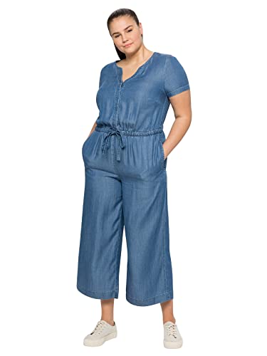 Sheego Damen Große Größen Overall aus Lyocell, in Denim-Optik Jumpsuit Citywear sportlich Rundhals-Ausschnitt - unifarben von Sheego
