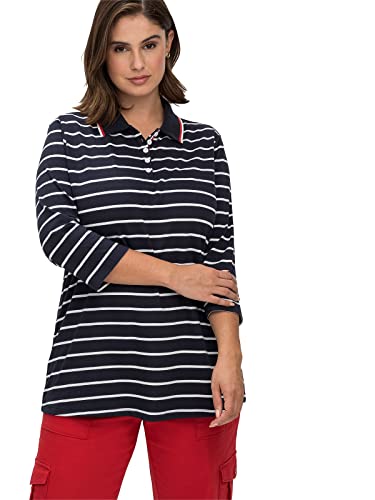 Sheego Damen Große Größen Poloshirt mit Polokragen 3/4-Arm-Shirt Citywear sportlich V-Ausschnitt - gestreift von Sheego