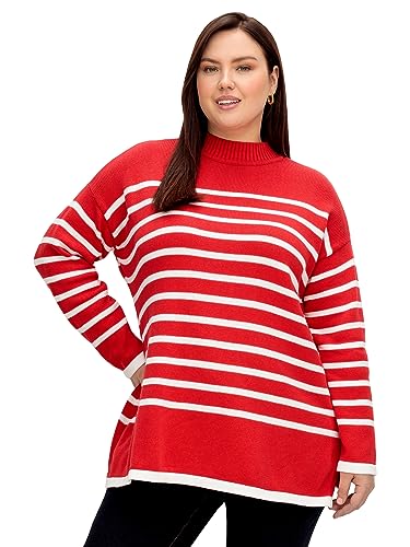 Sheego Damen Große Größen Pullover in A-Linie, mit Seitenschlitzen Freizeitmode sportlich Rundhals-Ausschnitt - von Sheego