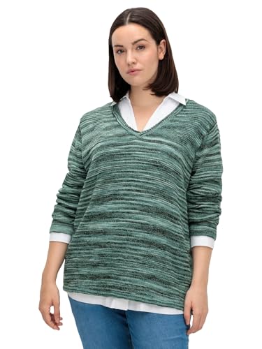 Sheego Damen Große Größen Pullover in Flammgarn-Struktur Freizeitmode sportlich V-Ausschnitt - von Sheego