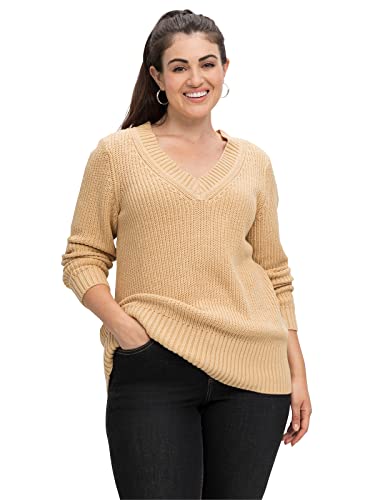 Sheego Damen Große Größen Pullover in Perlfangstruktur, weiche Qualität Freizeitmode sportlich V-Ausschnitt - von Sheego
