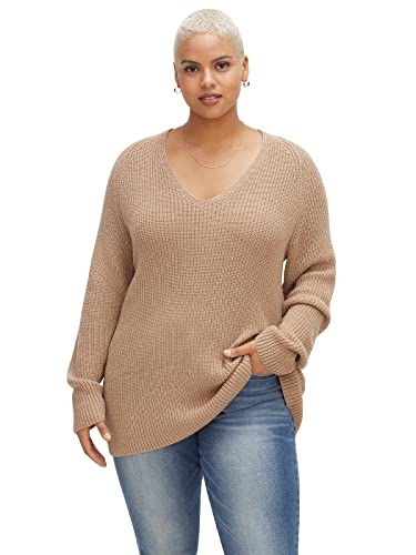 Sheego Damen Große Größen Pullover mit Kaschmir, in Leichter A-Linie V-Ausschnitt-Pullover Citywear klassisch V-Ausschnitt - unifarben von Sheego