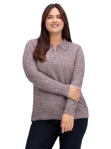 Sheego Damen Große Größen Pullover mit Polokragen, in melierter Optik Strickpullover Citywear feminin Rundhals-Ausschnitt - unifarben von Sheego