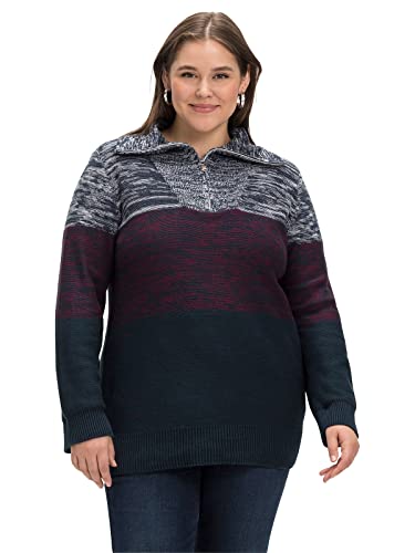Sheego Damen Große Größen Pullover mit Troyerkragen, im Colourblocking Freizeitmode sportlich V-Ausschnitt - von Sheego