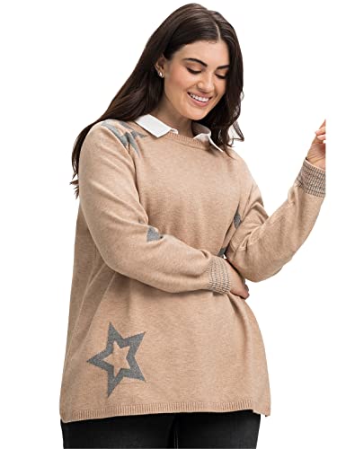 Sheego Damen Große Größen Pullover mit U-Boot-Ausschnitt und Stern-Intarsien Freizeitmode feminin U-Boot-Ausschnitt - von Sheego