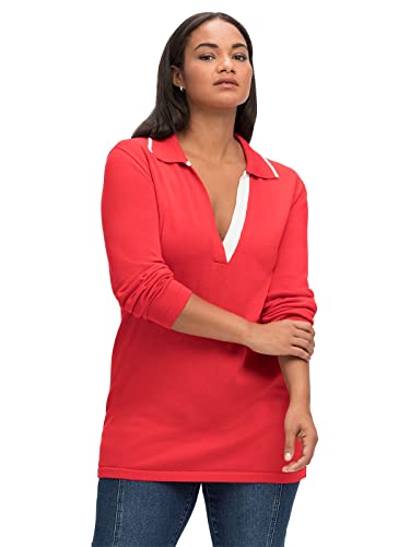 Sheego Damen Große Größen Pullover mit V-Ausschnitt und Polokragen Basicmode klassisch V-Ausschnitt - Sheego Damen Große Größen Pullover mit V-Ausschnitt und Polokragen Basicmode klassisch V-Ausschnitt - von Sheego