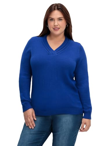 Sheego Damen Große Größen Pullover mit raffiniertem V-Ausschnitt Citywear feminin V-Ausschnitt - von Sheego