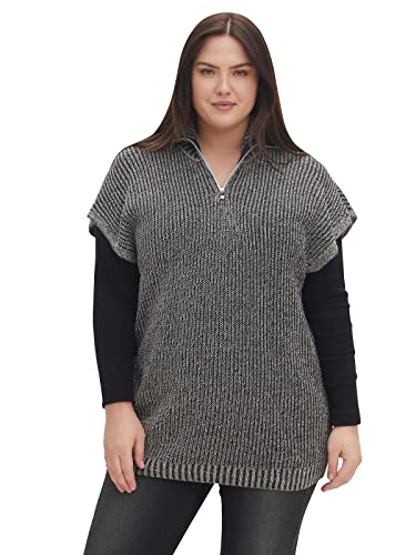 Sheego Damen Große Größen Pullunder in Perlfangstruktur, mit Troyerkragen Citywear klassisch V-Ausschnitt - von Sheego