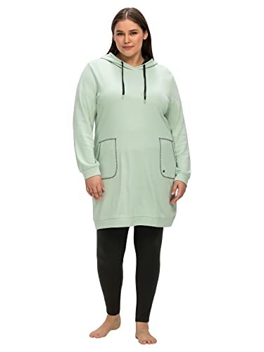 Sheego Damen Große Größen Kapuzenkleid mit Kontrastdetails, aus Interlock Sweatkleid Freizeitmode sportlich Rundhals-Ausschnitt - unifarben von Sheego