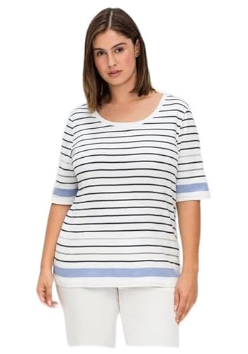 Sheego Damen Große Größen Ringelshirt in leicht tailliertem Schnitt, in Rippqualität Freizeitmode sportlich Rundhals-Ausschnitt - von Sheego