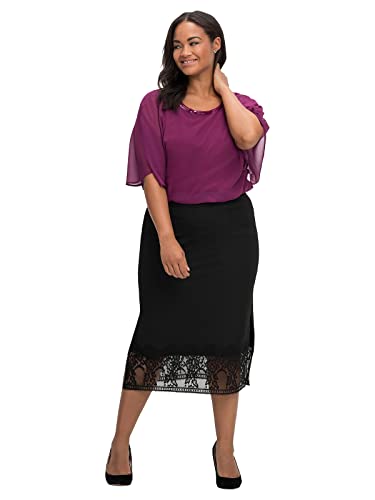 Sheego Damen Große Größen Rock mit Spitze und seitlichem Schlitz Abendmode elegant Spitze von Sheego