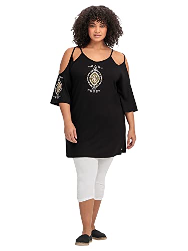 Sheego Damen Große Größen Set im Set, mit Caprileggings Strandmode feminin Rundhals-Ausschnitt Raffung von Sheego