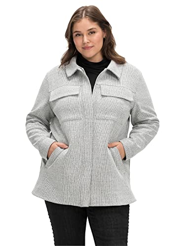 Sheego Damen Große Größen Shacket mit Reißverschluss, strukturierte Optik Sweatjacke Citywear klassisch V-Ausschnitt - unifarben von Sheego